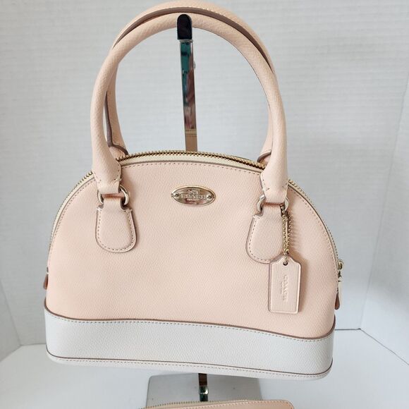 Coach Mini Cora Domed Satchel Two-tone Peach & Cream Slightly Used w/COA F34517 - Picture 1 of 16